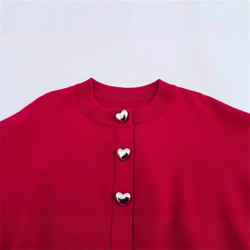 Damen Strickjacke mit Herzenknöpfen EB