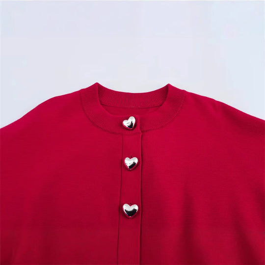 Damen Strickjacke mit Herzenknöpfen EB
