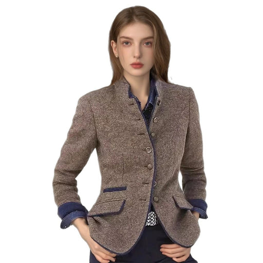 Damen elegante Blazerjacke mit Knopfleiste und praktischen Taschen EB
