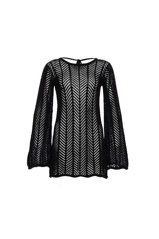 Damen Stricktop mit elegantem Netzdesign und weiten Ärmeln EB