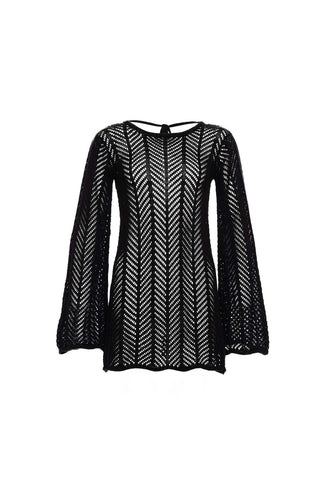 Damen Stricktop mit elegantem Netzdesign und weiten Ärmeln EB