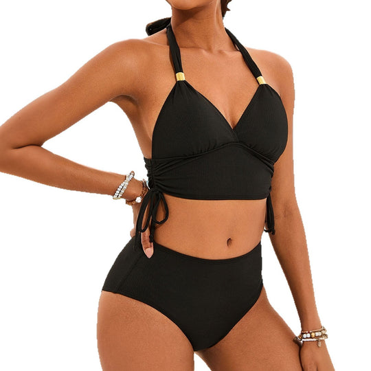 Damen Hochtaillierter Bikini mit Wickeloberteil EB