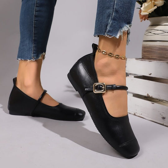 Damen Ballerinas mit elegantem Riemchen und verstellbarem Schnallenverschluss EB