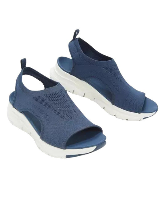 Damen Komfortable Sandaletten mit atmungsaktiver Strickoberfläche und ergonomischem Fußbett EB