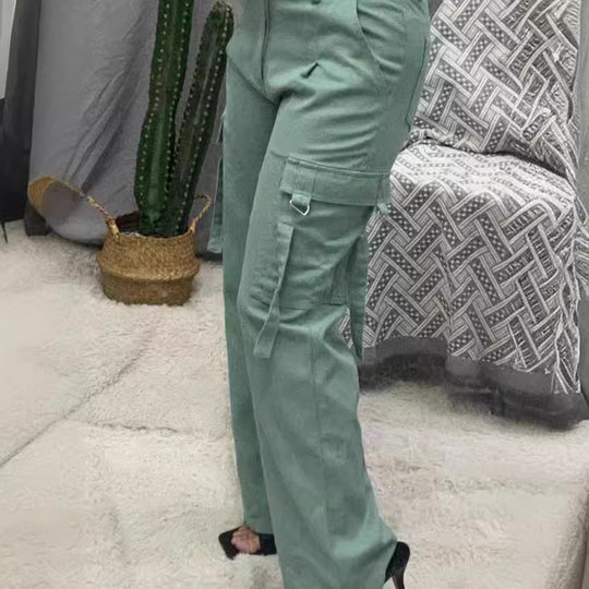 Damen Cargo-Hose mit weitem Bein und praktischen Taschen EB