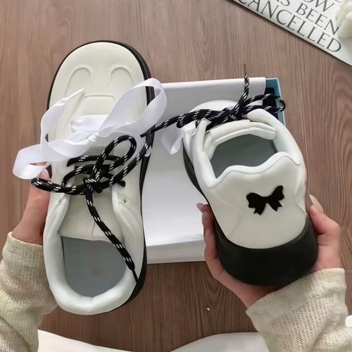 Damen Komfortable Sneakers mit verspieltem Schleifen-Design EB