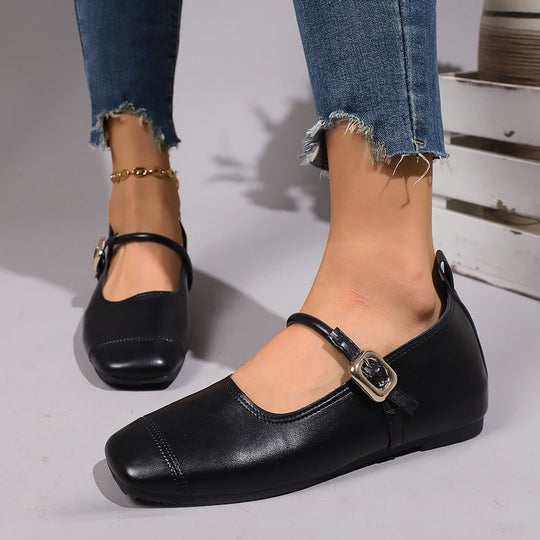 Damen Ballerinas mit elegantem Riemchen und verstellbarem Schnallenverschluss EB