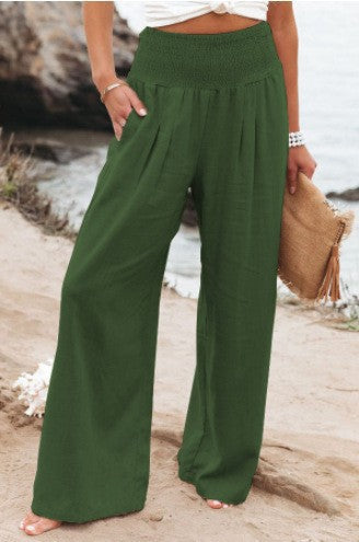 Damen Weit geschnittene Sommerhose mit elastischem Bund und luftiger Passform EB