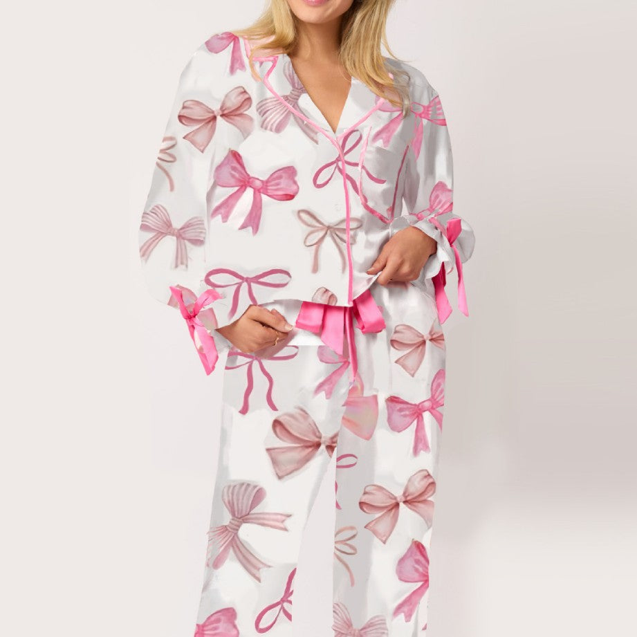 Damen Schlafanzug-Set mit niedlichen Schleifenmotiven EB