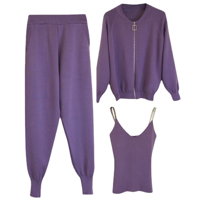 Damen sportliches Freizeit-Loungewear-Set mit Reißverschluss EB