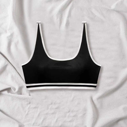 Damen Sportliches Bikini-Set mit elastischen Trägern und Kontrastbündchen EB