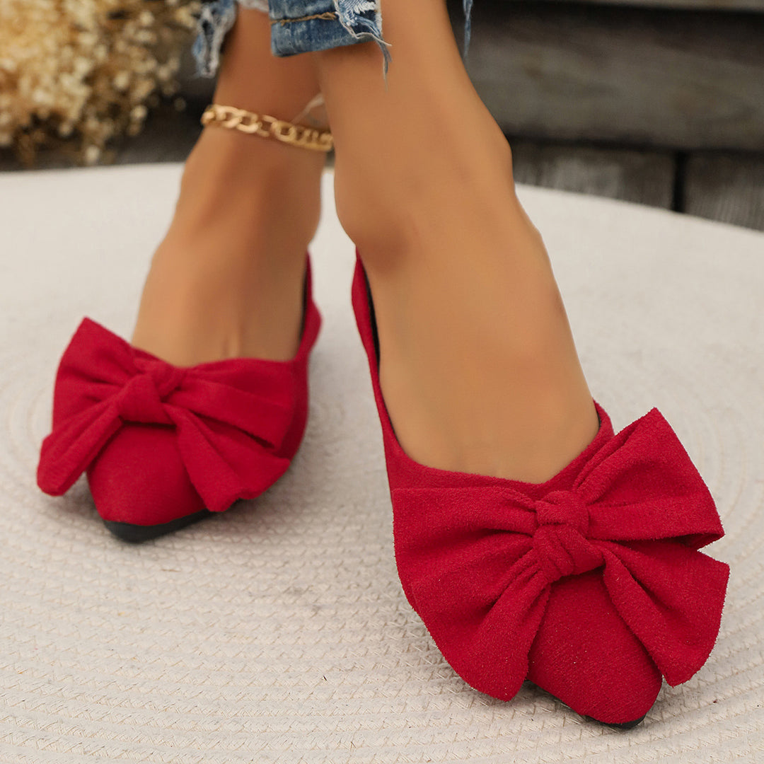 Damen Ballerinas mit eleganter Schleifenapplikation und spitzem Zehenbereich EB
