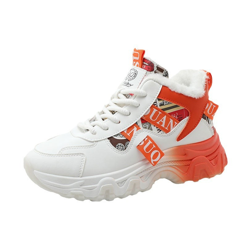 Damen modische High-Top Sneakers mit dämpfender Sohle und kuscheligem Innenfutter EB
