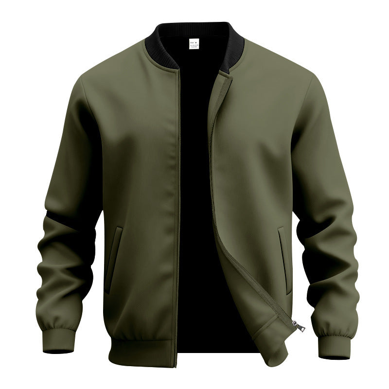 Herren nan stylische Bomberjacke mit elastischem Saum, Rippkragen und verdecktem Reißverschluss EB