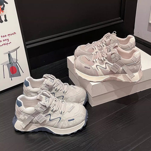 Damen Sportliche Sneakers mit atmungsaktiver Mesh-Oberfläche und verstärktem Fersenbereich EB