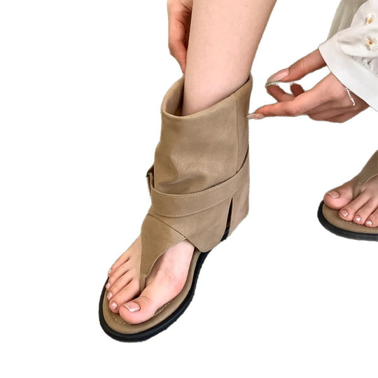 Damen Offene Stiefel mit verstellbarem Riemen und ergonomischer Sohle EB