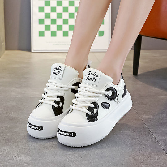 Damen modische und bequeme Sneakers mit hoher Sohle und klarem Design EB