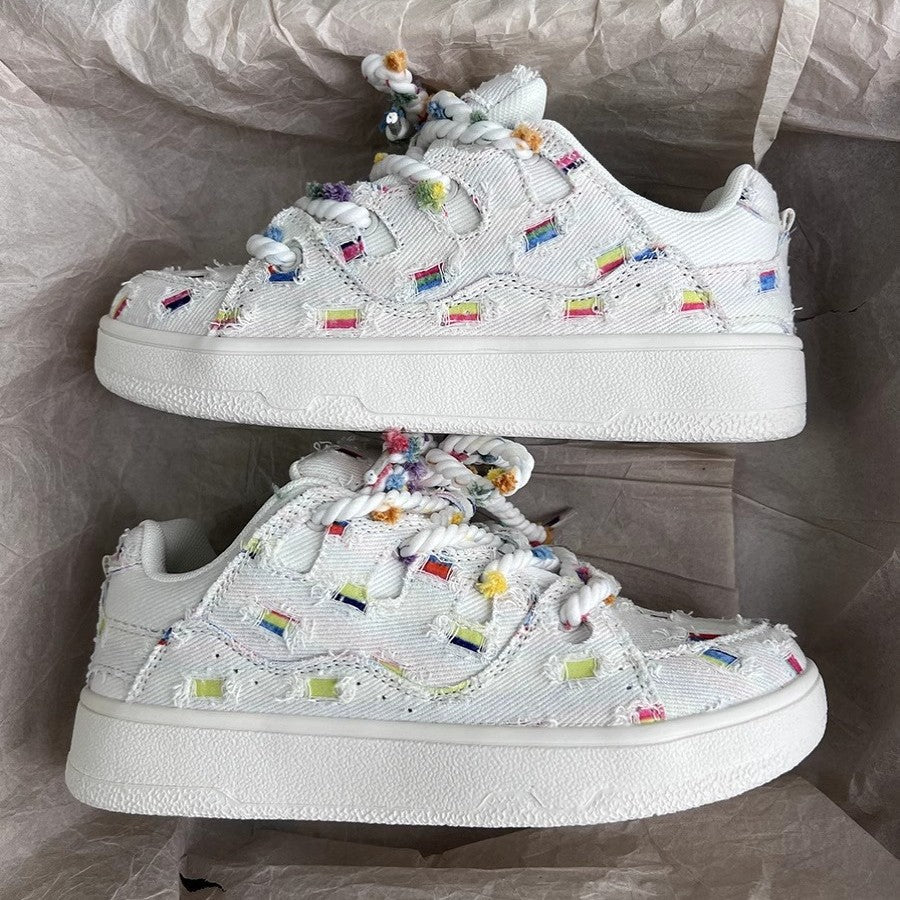 Damen Trendige Sneakers mit bunten Applikationen EB