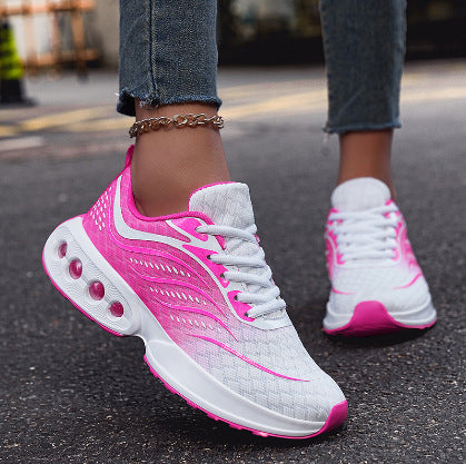 Damen nan sportive Strick-Laufschuhe mit belüfteter Luftkammersohle und ergonomischer Abrollsohle EB