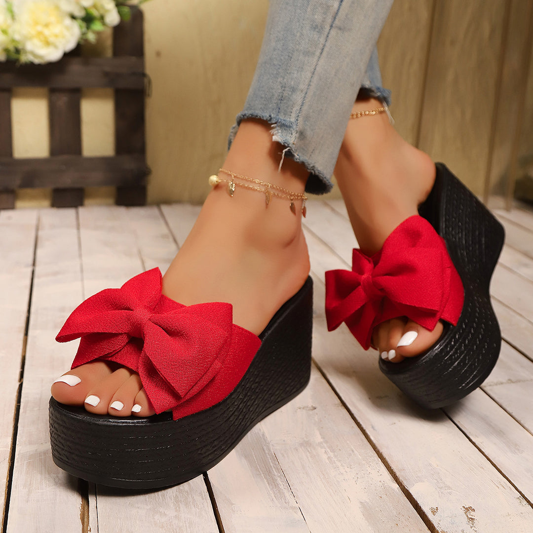 Damen Plateausandalen mit dekorativem Schleifen-Design EB