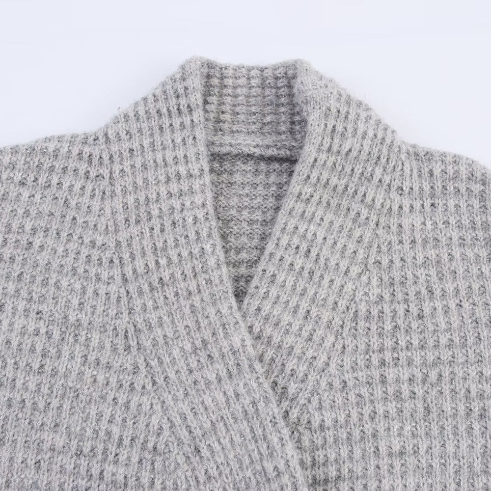 Damen lässige oversized Strickjacke mit doppelter Knopfleiste und bequemem Schnitt EB