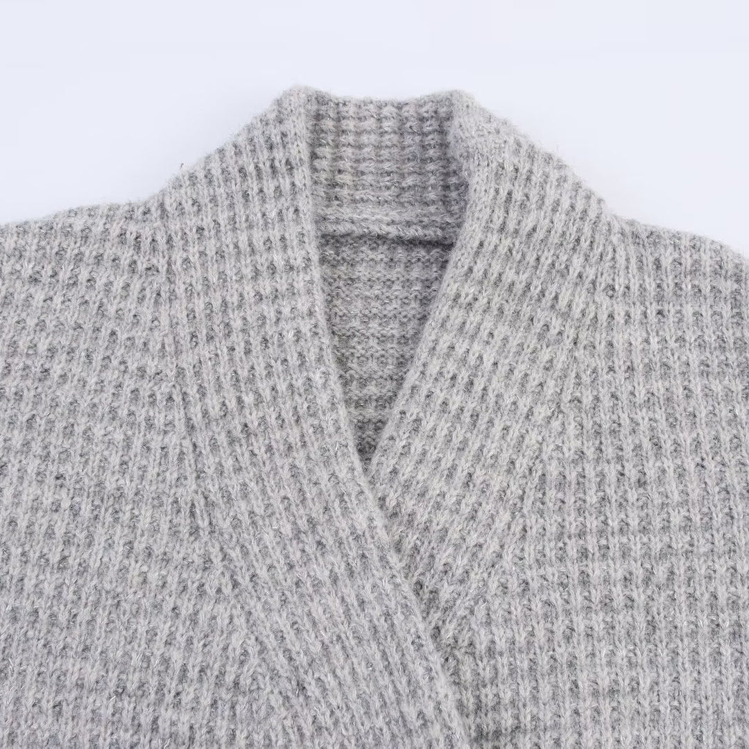 Damen lässige oversized Strickjacke mit doppelter Knopfleiste und bequemem Schnitt EB
