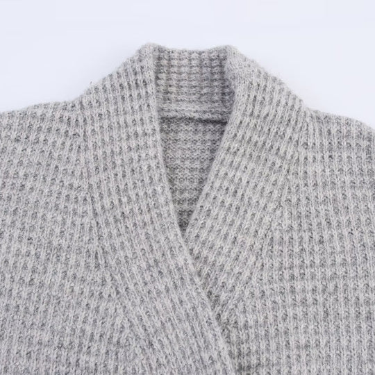 Damen lässige oversized Strickjacke mit doppelter Knopfleiste und bequemem Schnitt EB