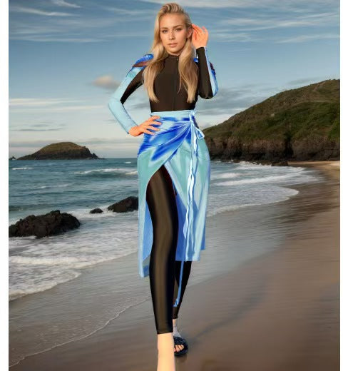 Damen Sportlicher Einteiler mit hohem Kragen und seitlichem Wickel-Design EB