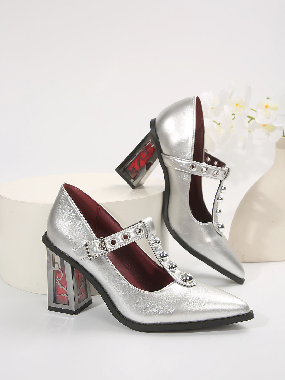 Damen Elegante High Heels mit auffälligem Absatzdesign EB