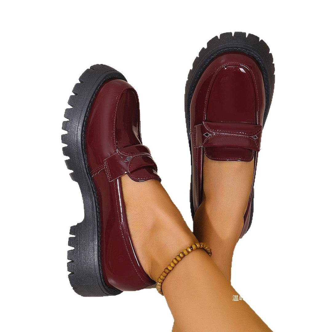 Damen nan Plateau-Loafer mit dicker Profilsohle und gepolstertem Komfortfußbett EB