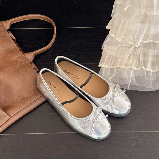 Damen Ballerina mit zierlicher Schleifenverzierung und bequemem Fußbett EB