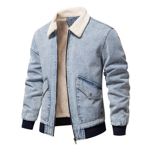 Herren Denimjacke mit warmem Fleecefutter und praktischen Taschen EB
