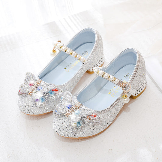 Mädchen Ballerinas mit funkelnden Schmetterlingsapplikationen und Perlenverzierungen EB