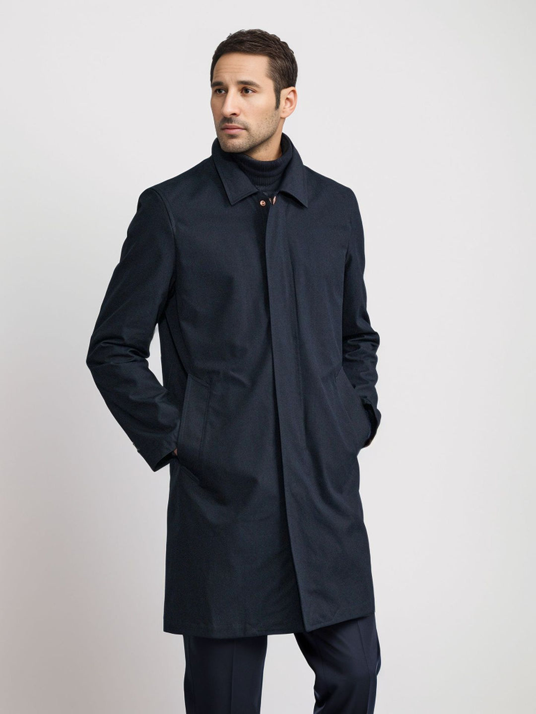 Herren eleganter Übergangsmantel mit praktischen Taschen und modernem Kragen EB
