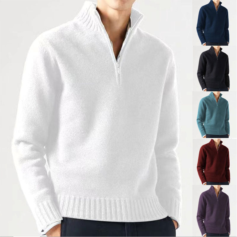 Herren Pullover mit hohem Kragen und modernem Reißverschluss EB