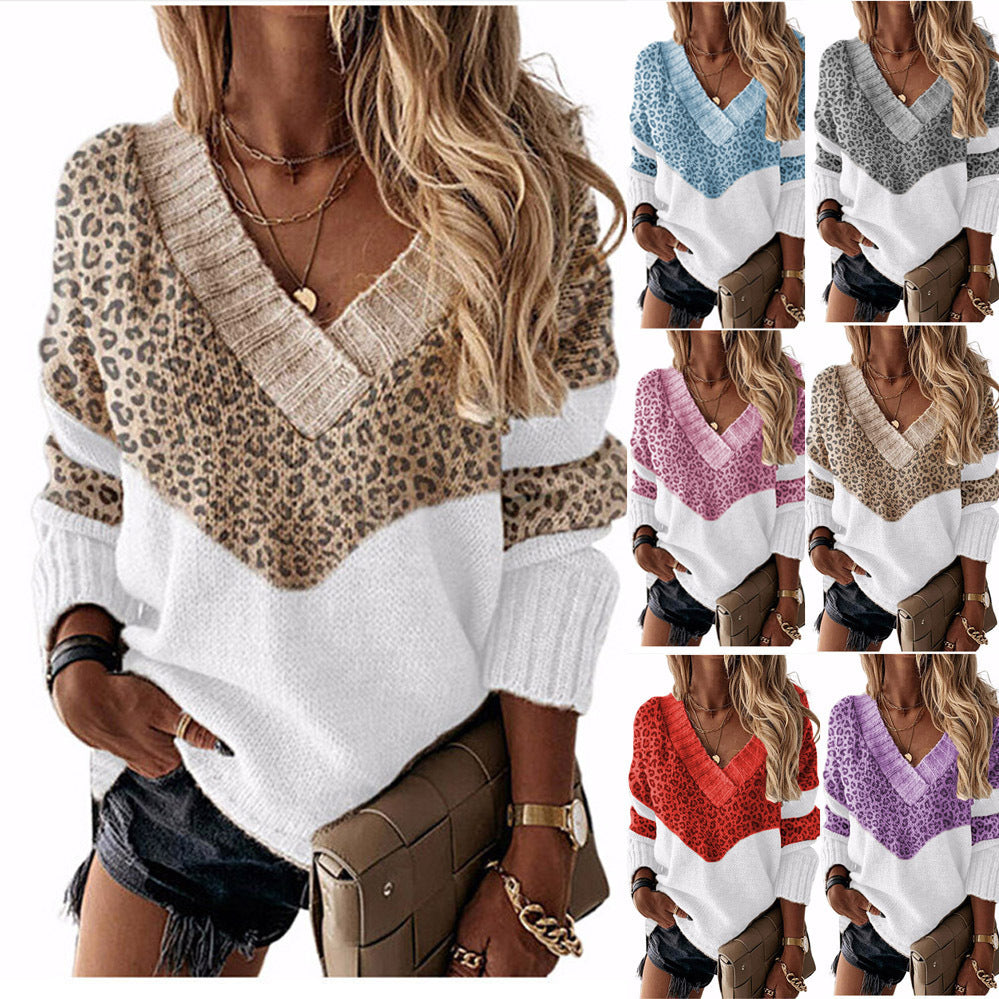 Damen nan V-Ausschnitt Strickpullover mit Chevron-Muster und Oversize-Schnitt EB