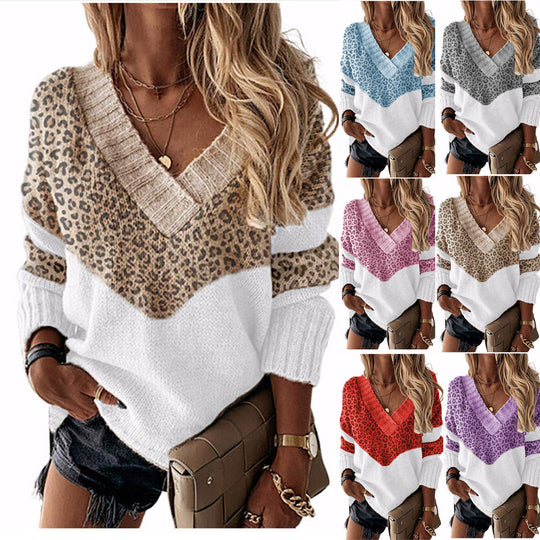 Damen nan V-Ausschnitt Strickpullover mit Chevron-Muster und Oversize-Schnitt EB