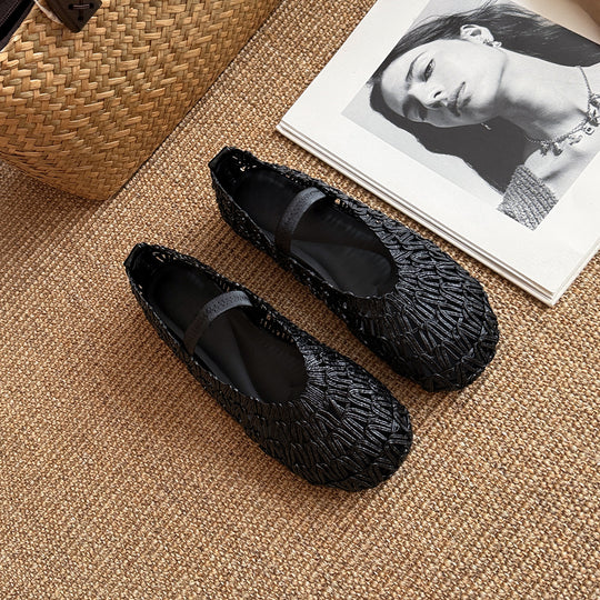 Damen Elegante Ballerinas mit modischer Riemchenbindung und weichem Stoff EB
