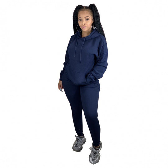 Damen Zweiteiliges Freizeitset mit Oversize Kapuzenpullover und Leggings mit hohem Bund, schmaler Passform EB