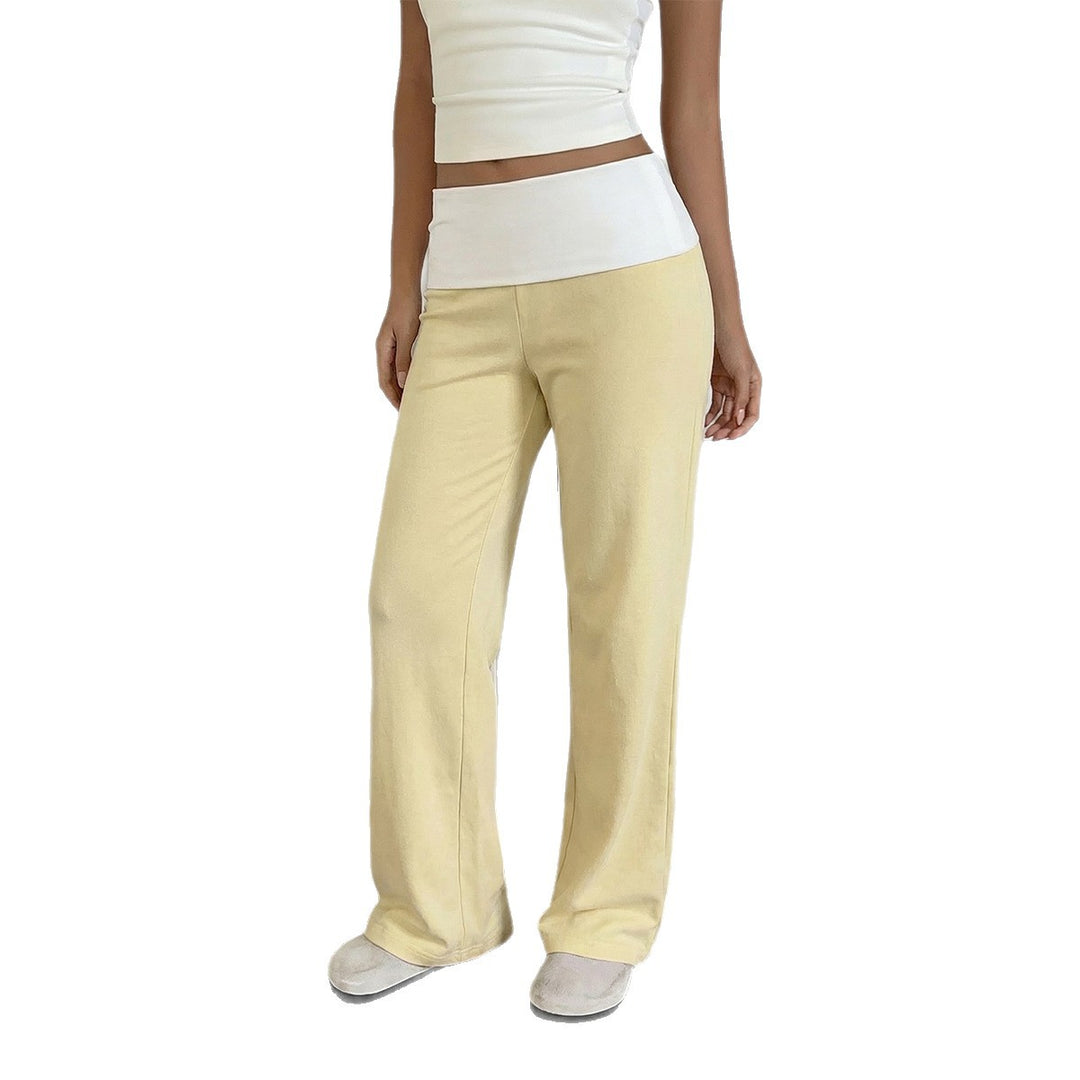 Damen nan weite Loungehose mit hohem Umschlagbund und fließendem Stretchjersey EB