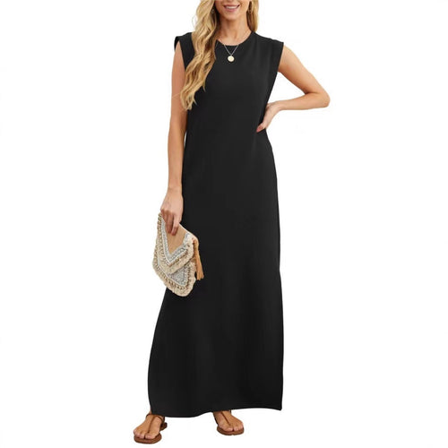 Damen Maxikleid mit modernen Schulterdetails und fließendem Schnitt EB