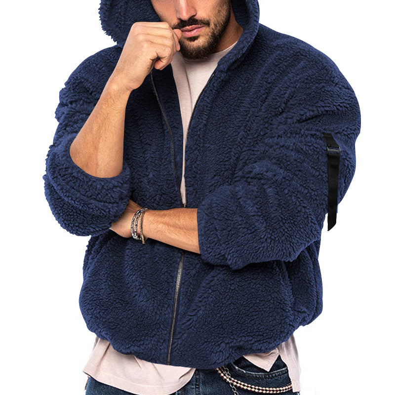 Herren Fleecejacke mit Kapuze und praktischem Reißverschluss EB