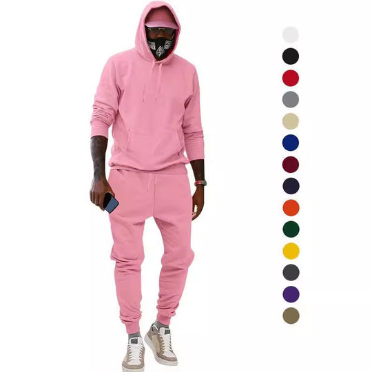 Herren nan lässiges Hoodie- und Jogging-Set aus French Terry mit Kängurutasche, gerippten Bündchen und elastischem Tunnelzugbund EB