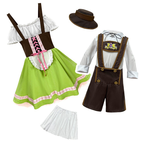 Herren nan traditionelles Kinderlederhosen-Set mit verstellbaren Hosenträgern und Trachtenhut EB