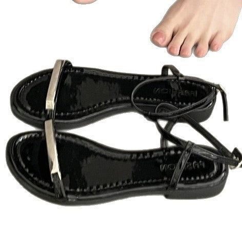 Damen elegante Riemchen-Sandalen mit modischem Glitzerakzent EB