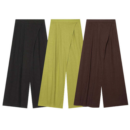 Damenweite Palazzo-Hose mit asymmetrischem Schnitt und elastischem Bund EB
