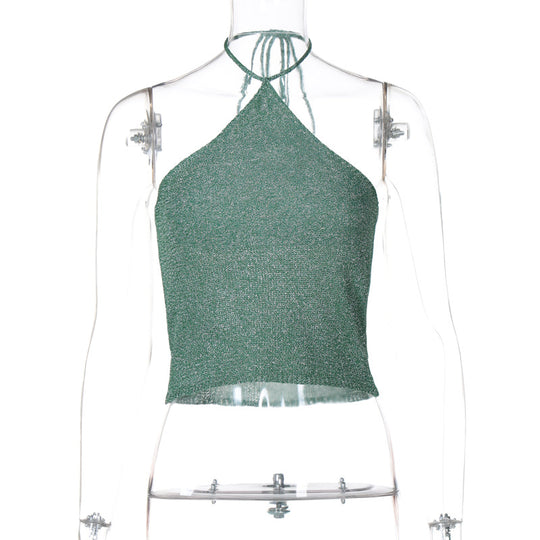 Damen Funkelndes Haltertop mit feinem Glitzermaterial EB