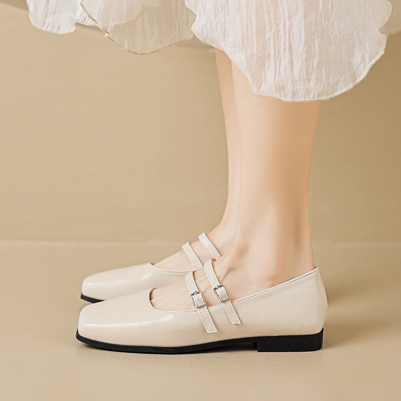 Damen zeitlose und elegante Mary-Jane Schuhe mit doppeltem Riemen EB