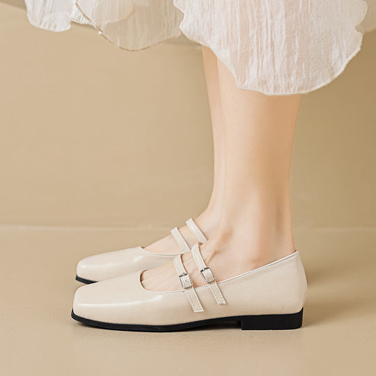 Damen zeitlose und elegante Mary-Jane Schuhe mit doppeltem Riemen EB