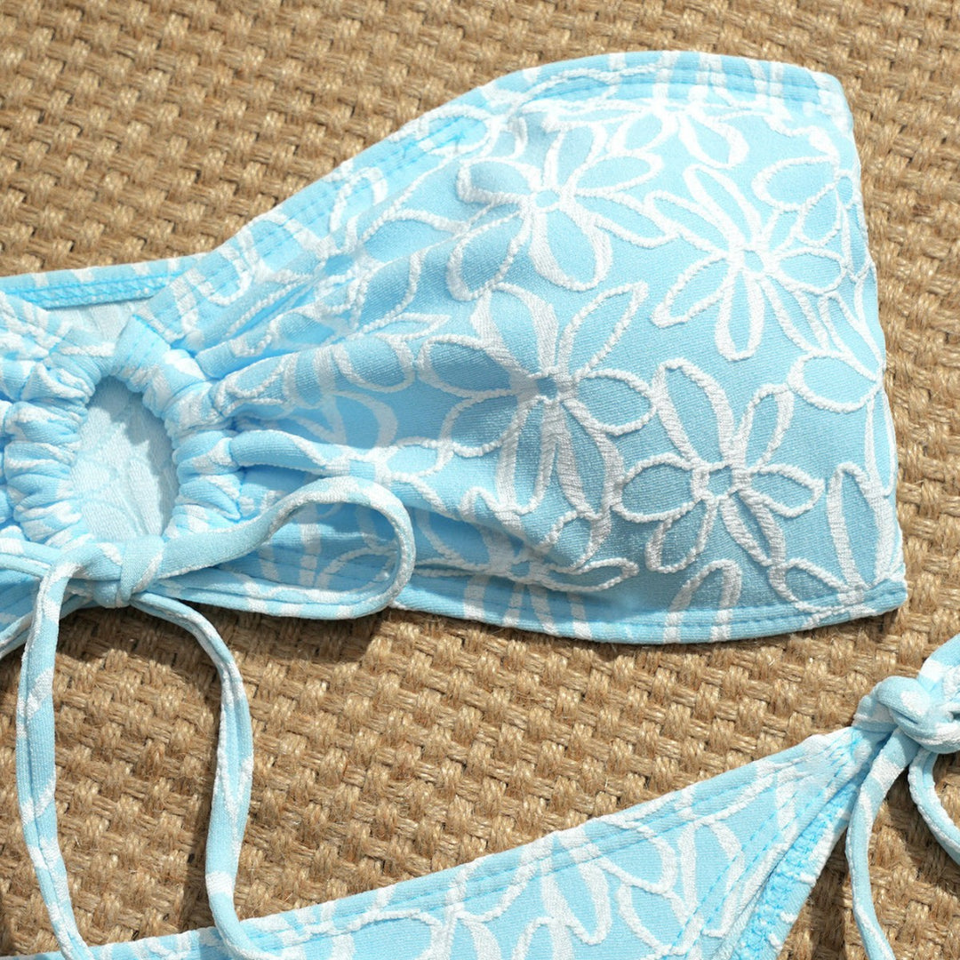 Damen Bandeau-Bikini-Set mit verspielten Rüschendetails EB